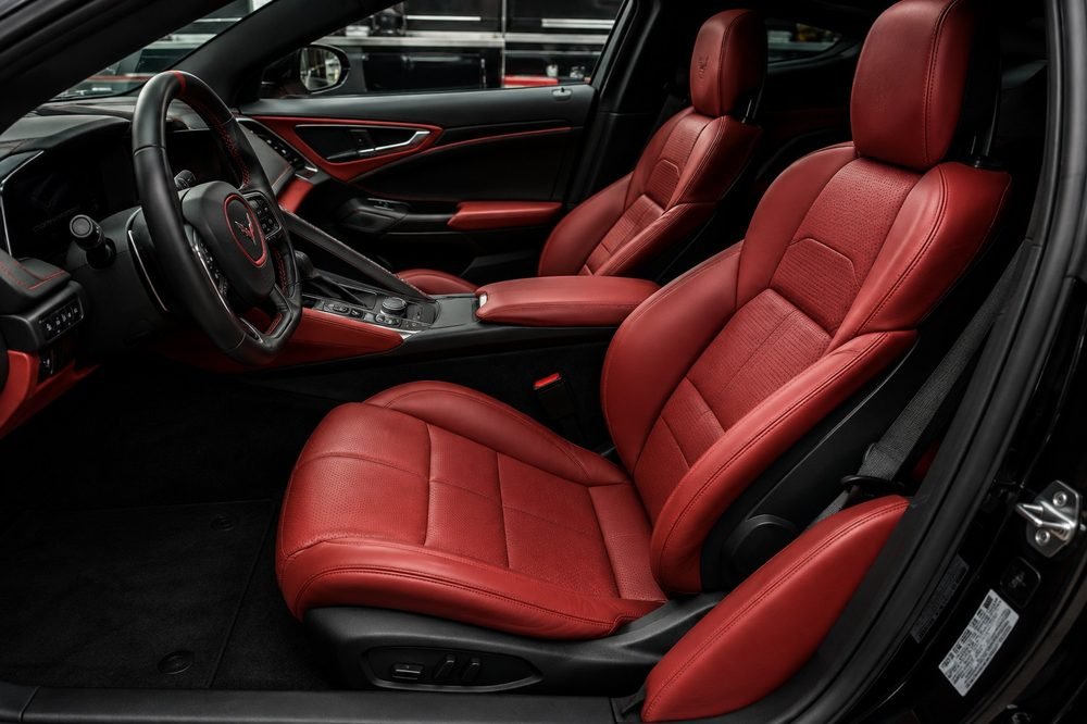 Red leather interior detail